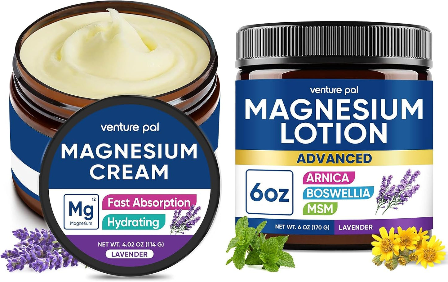 Venture Pal Magnesium Cream & Lotion Lightweight Moisturizing Lotion for Legs & Feet – Safe for Kids – Gifts For Women