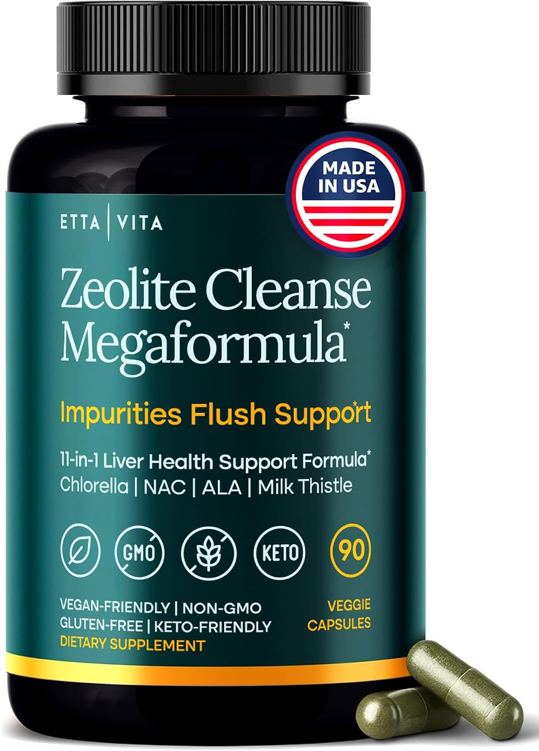 Liver Cleanse Detox & Repair - Microplastics Detox & Zeolite Supplement for Gut Health, Cognition & Natural Energy - Glutathione, NAC, Chlorella, Spirulina, ALA, Cilantro, Milk Thistle, Noni, Shilajit