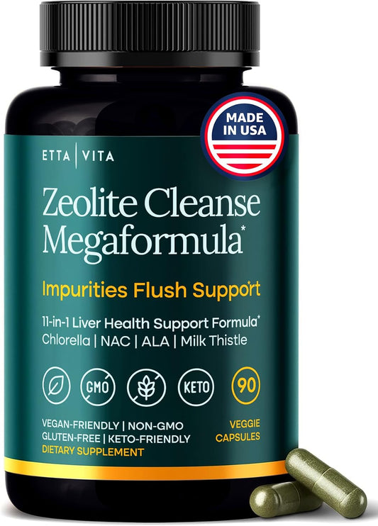 Liver Cleanse Detox & Repair - Microplastics Detox & Zeolite Supplement for Gut Health, Cognition & Natural Energy - Glutathione, NAC, Chlorella, Spirulina, ALA, Cilantro, Milk Thistle, Noni, Shilajit