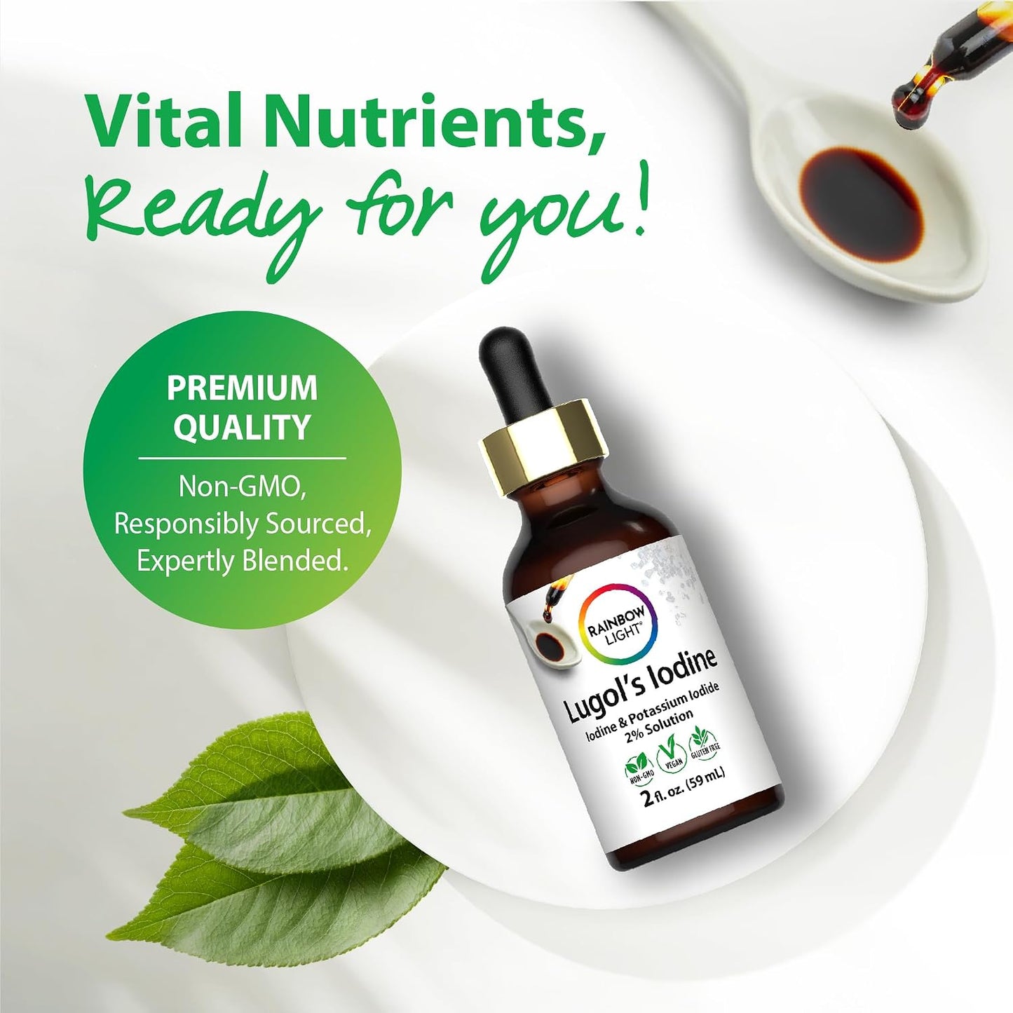 Rainbow Light Lugol's 2 Percent Iodine Solution | 2 fl oz | Iodine & Potassium Iodide 2% | Liquid Drops