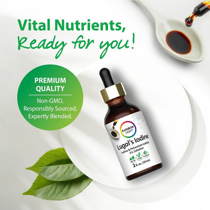 Rainbow Light Lugol's 2 Percent Iodine Solution | 2 fl oz | Iodine & Potassium Iodide 2% | Liquid Drops