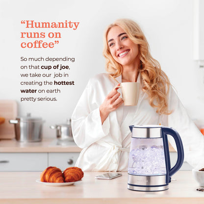 Speed-Boil Water Electric Kettle, 1.7L 1500W, Coffee & Tea Kettle Borosilicate Glass