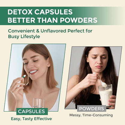 1000 MG Detox & Cleanse Capsules, 26-in-1 Plant-Based Formula for Detoxification, Detox Supplement for Women & Men, Natural Trace Binder, Liver, Antioxidant & Digestive Function, Vegan, 60 Counts