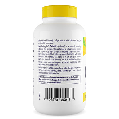 Healthy Origins Natural CoQ10 (Kaneka Q10), 100 mg - Heart Health & Energy Supplement