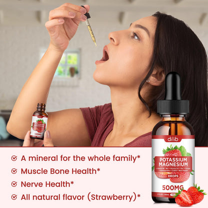 Potassium Magnesium Citrate Supplement, Liquid Magnesium Citrate Drops 500mg
