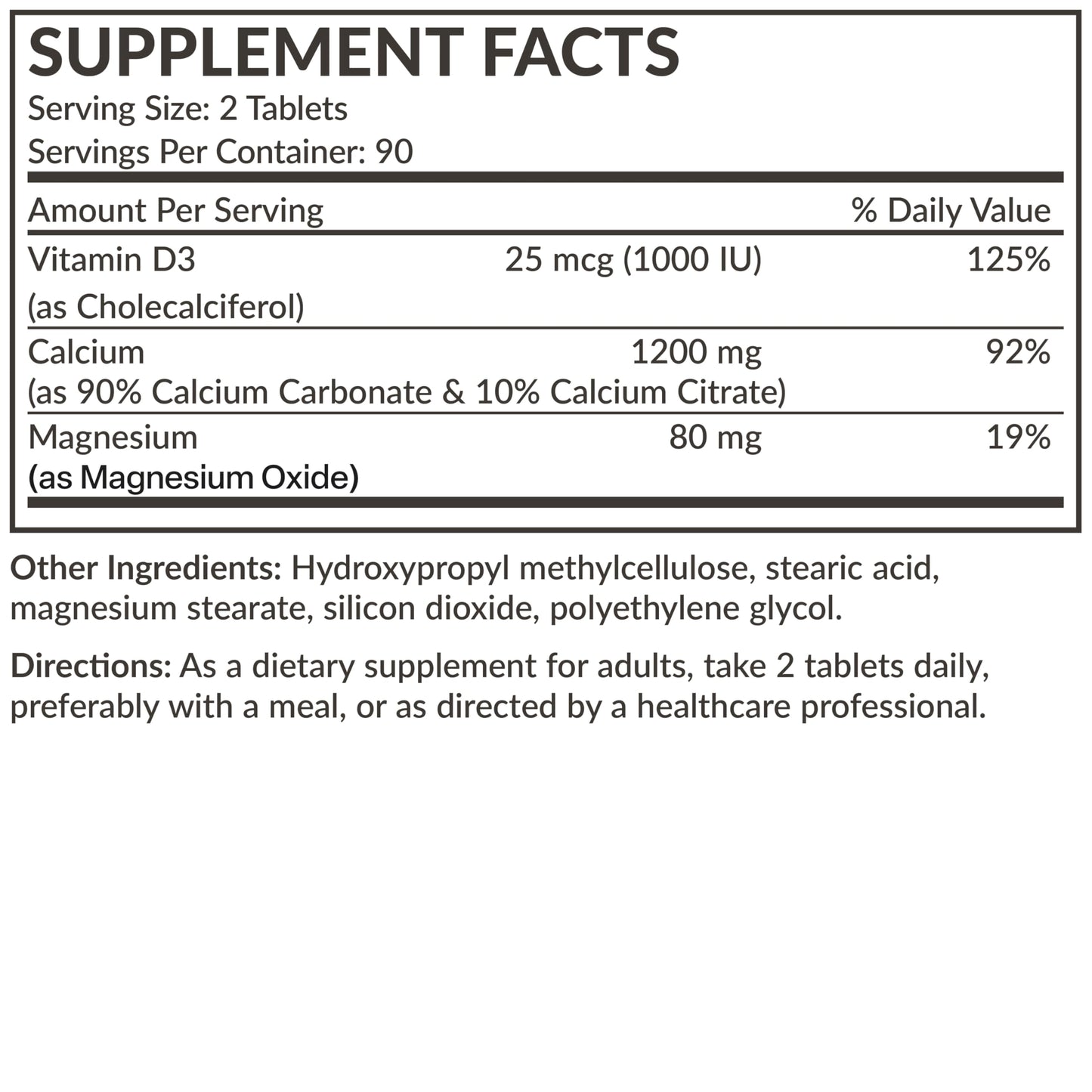 Futurebiotics Calcium 1200 MG Per Serving Sustained Release with Vitamin D3 1000 IU Per Serving Non-GMO, 90 Vegetarian Tablets