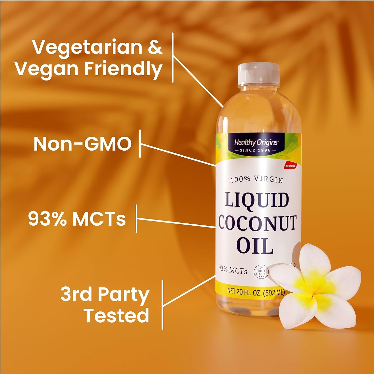 Healthy Origins Coconut Oil Liquid, 100% Virgin, 20 fl Oz