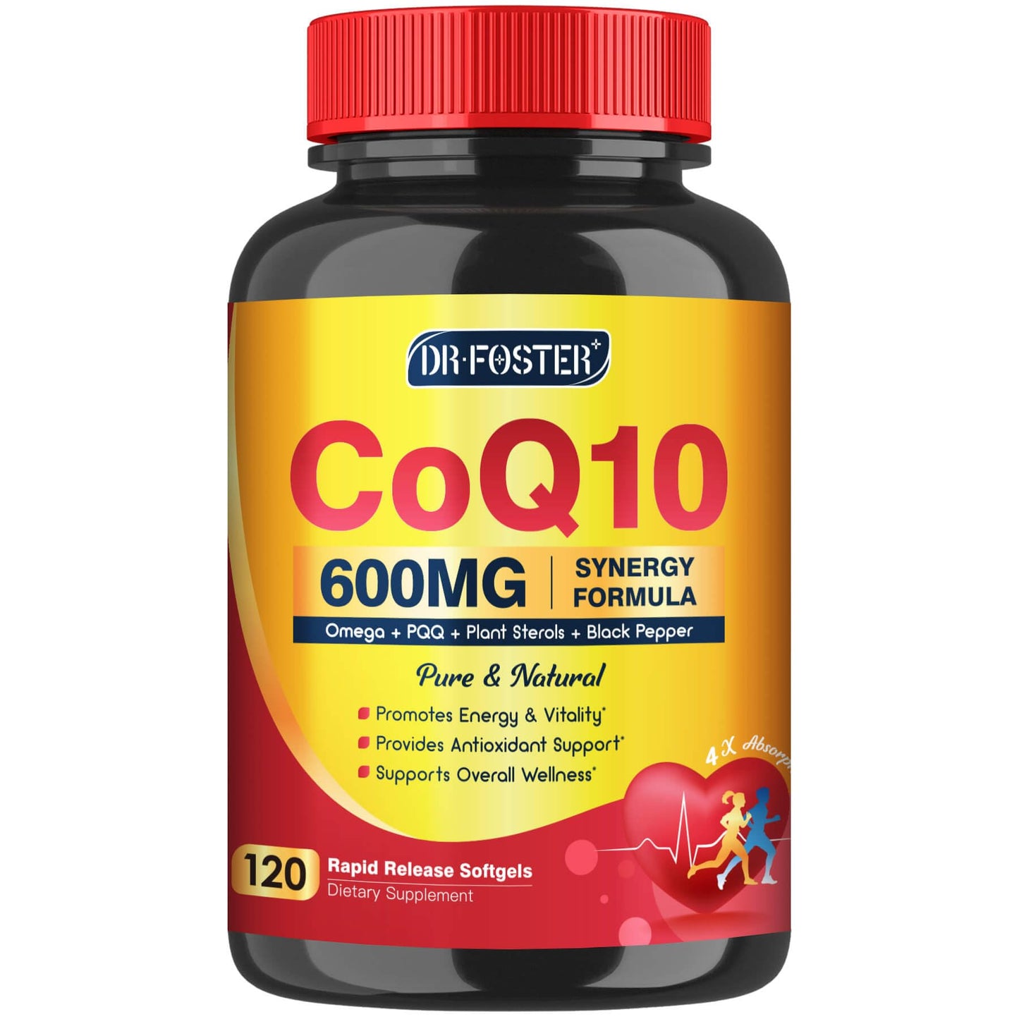 CoQ10 600 mg Softgels CoQ10 Supplement - CQ10 Coenzyme-Q10 w/ Omega 3 & PQQ & Vitamin E Support Heart & Antioxidant, CoQ10 400mg Softgels, 60 Servings