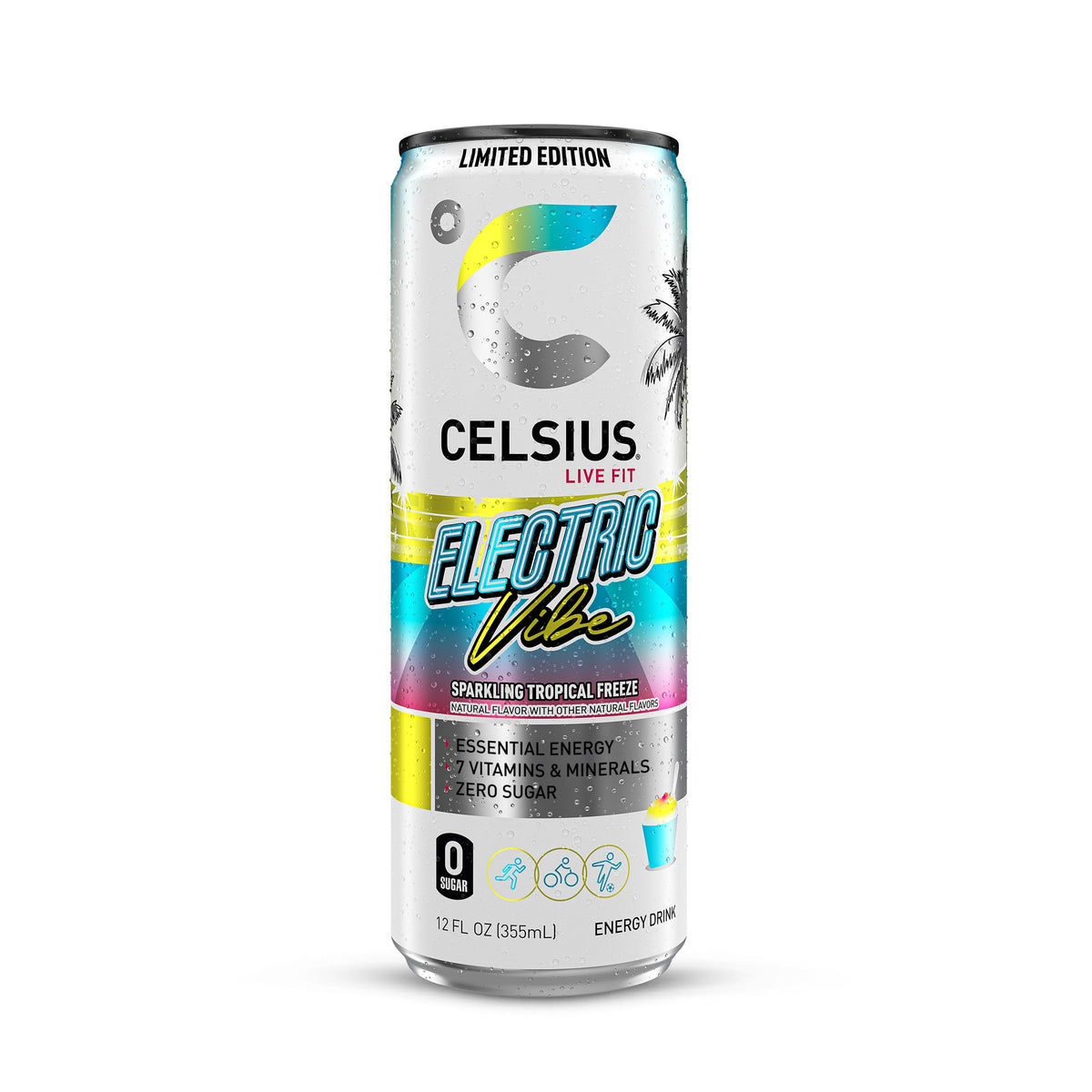 CELSIUS RETRO VIBE Sparkling Sherbet Slush, Sugar Free Energy Drink, 12 Fl Oz (Pack of 12)