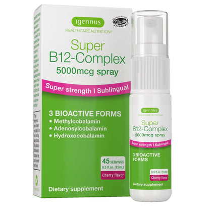 Igennus Sublingual Vitamin B12 Complex 1000mcg, Methylated Methylcobalamin, Adenosylcobalamin & Hydroxocobalamin, High Absorption & Clean, 180 Servings, Sugar-Free & Vegan