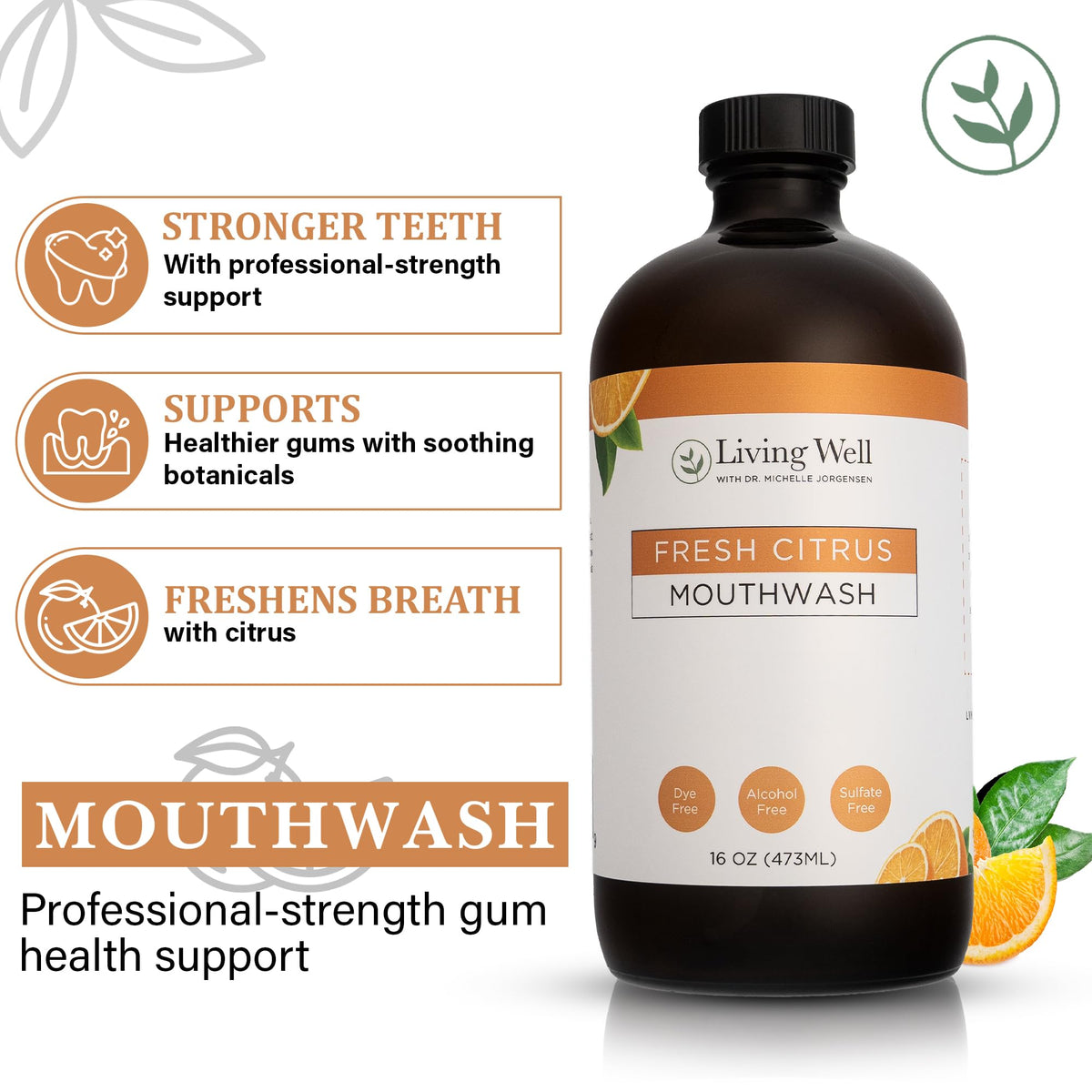 Living Well Dr. Michelle Remineralizing Mouthwash, Cool Mint