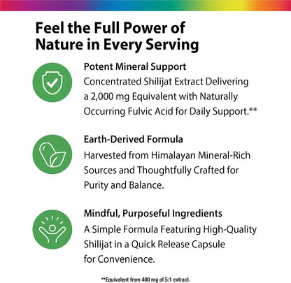 Rainbow Light Shilajit for Men and Women | 60 Capsules | Himalayan Shilajit Extract Supplement | Contains Naturally Occurring Fulvic Acid | Non-GMO and Gluten Free