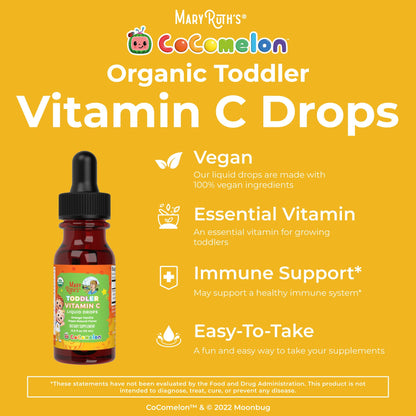 MARYRUTH'S USDA Organic Kids Vitamin C Drops Vegan Vitamin C Immune Support Supplement for Ages 4-13 | Immune Support & Overall Health | Vitamin C from Organic Acerola Fruit Extract | 2oz