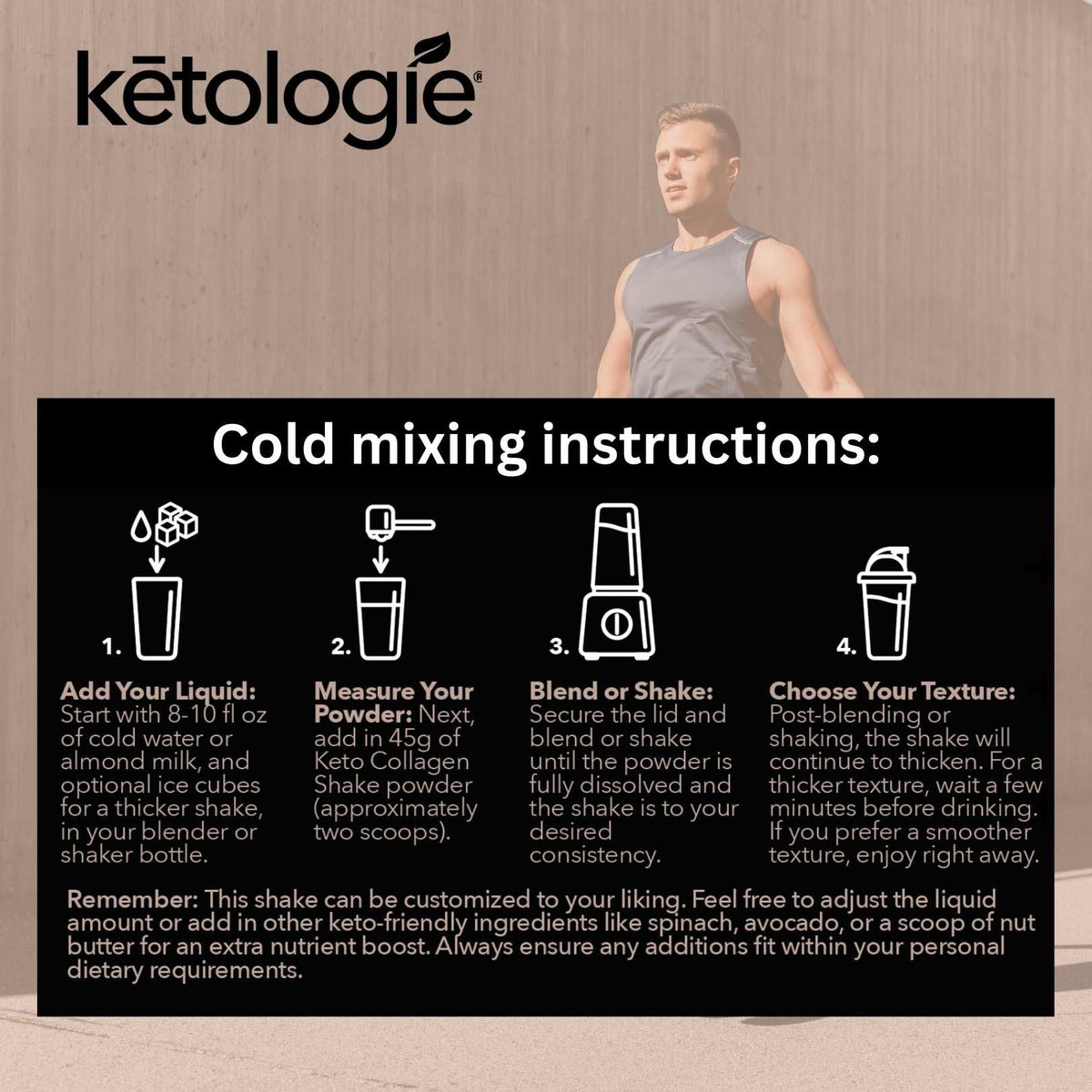 Ketologie Keto Collagen Shake (Chocolate) - with Coconut Oil, Prebiotics, Grass-Fed Hydrolyzed