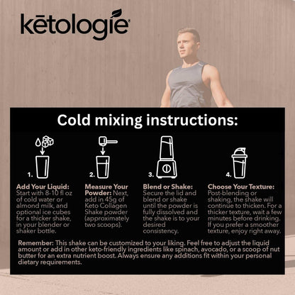 Ketologie Keto Collagen Shake (Chocolate) - with Coconut Oil, Prebiotics, Grass-Fed Hydrolyzed