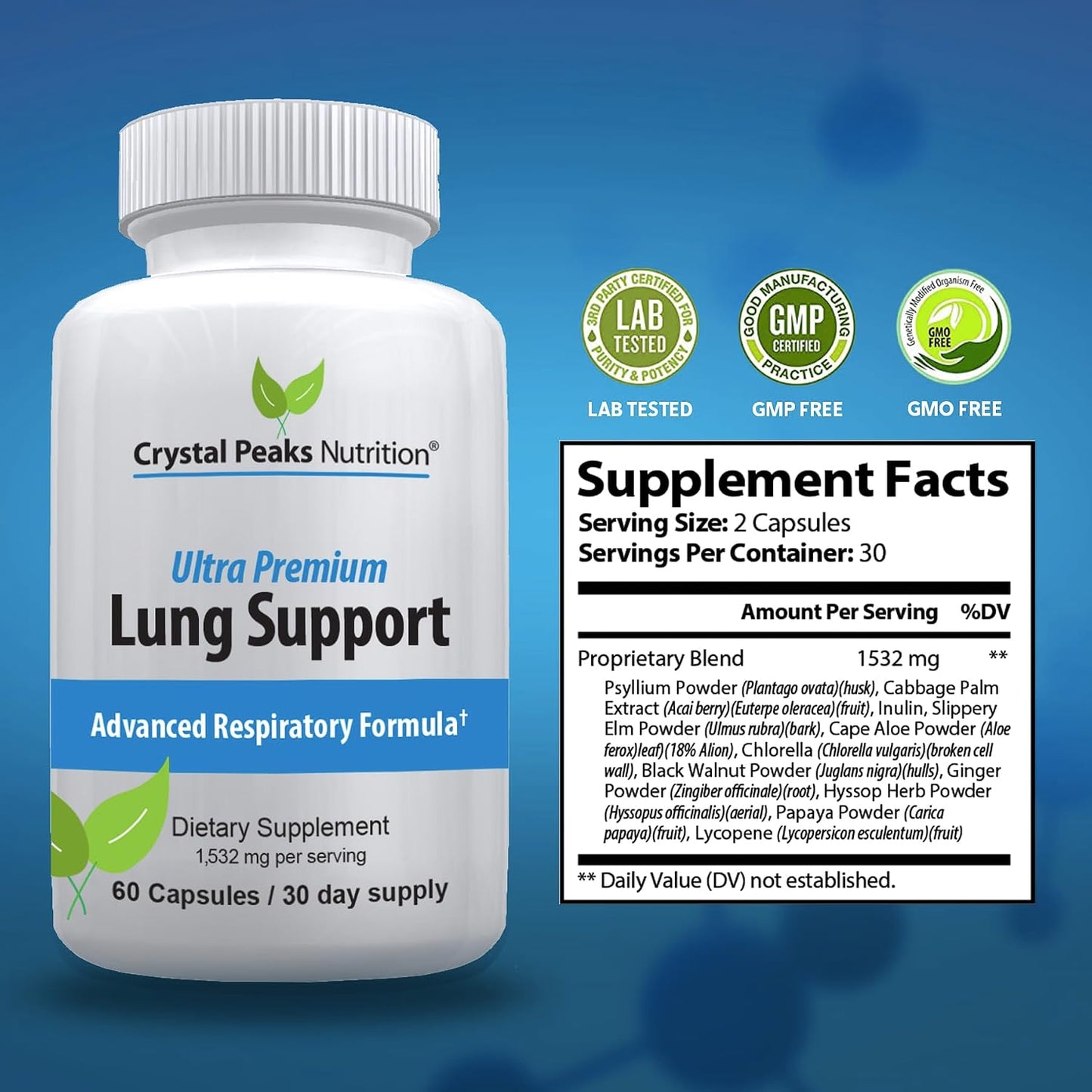 Lung Support - Sooth Lungs & Detox Supplement to Breath Easier Respiratory Support Supplement - Natural Relief - 60 Capsules, 30-Day Supply