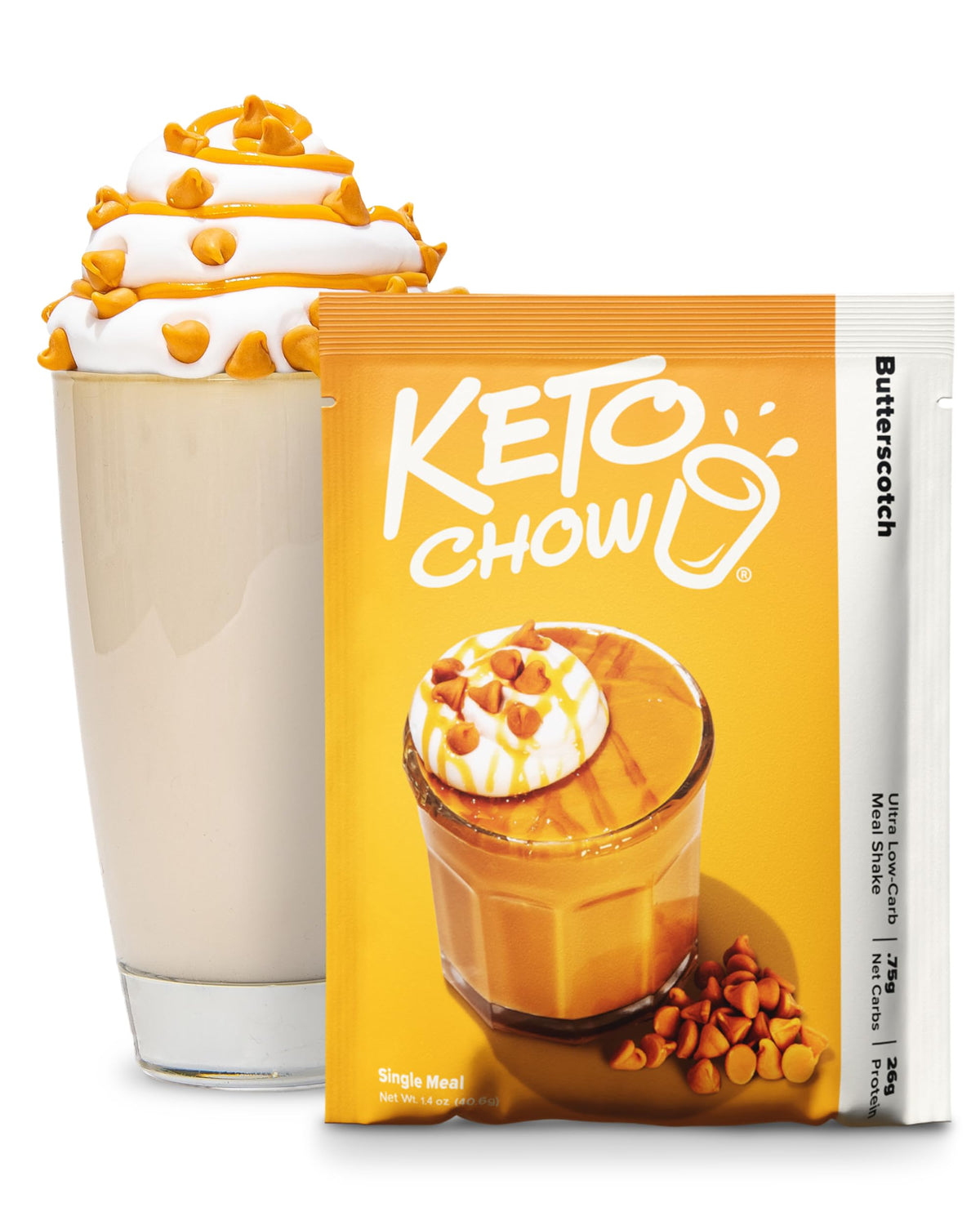Keto Chow Chocolate Peanut Butter Meal Replacement Shake Powder, 1 Meal