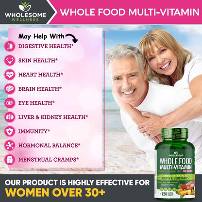 Wholesome Wellness Liposomal Vitamin C Capsules (200 Pills 1500mg Buffered) High Absorption VIT C + Whole Food Multivitamin for Women - Natural Multi Vitamins, Minerals, Organic Extracts Bundle