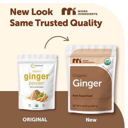 Organic Ginger powder, 2lbs (32oz) | Premium Source for Spice & Seasoning | Great for Baking, Cooking & Tea | Additive Free, Non-GMO, Bulk Supply