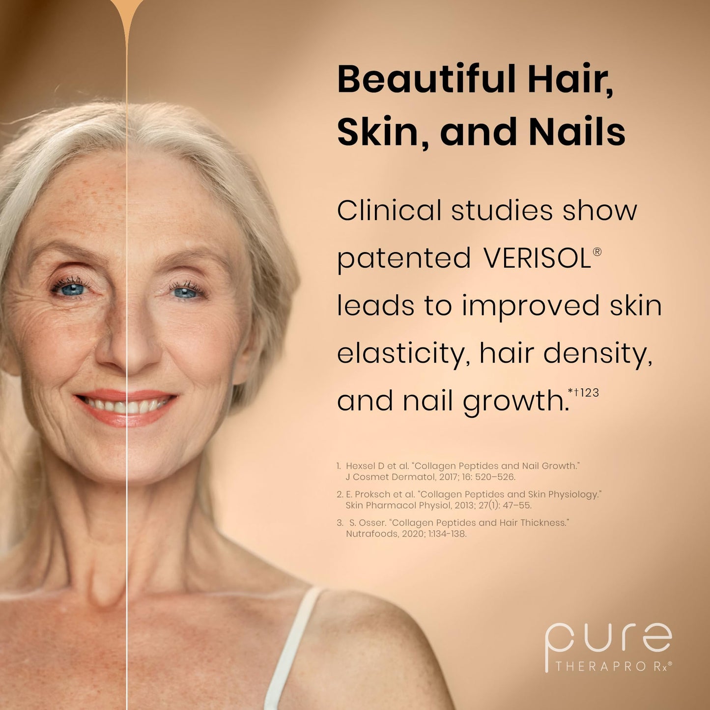 Pure Therapro Rx TriActive Collagen Plus, Collagen Powder for Hair, Skin, Nails, Bones & Joints, Hydrolyzed Collagen Powder w/Patented Peptides, Multi Collagen Protein Powder (Unflavored)