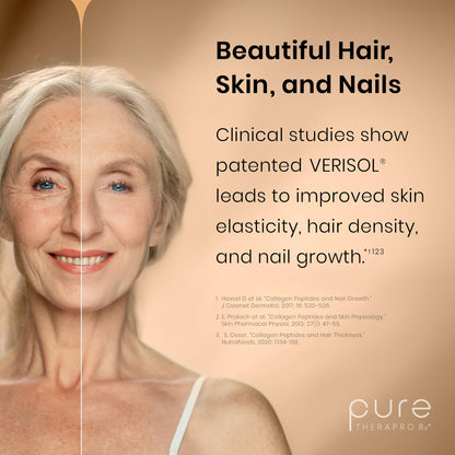 Pure Therapro Rx TriActive Collagen Plus, Collagen Powder for Hair, Skin, Nails, Bones & Joints, Hydrolyzed Collagen Powder w/Patented Peptides, Multi Collagen Protein Powder (Unflavored)
