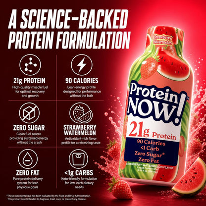 Protein Now Liquid 3 oz. Protein Shot By NutraBio– 21g Protein, 0 Carbs, 0 Fat, GLP-1 Support, Ready-to-Drink, No Refrigeration, Whey & Collagen Protein for Hair, Skin & Nails, On-the-Go Nutrition- Strawberry Watermelon