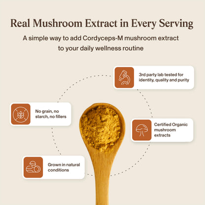 Real Mushrooms Cordyceps Mushroom Powder - Organic Cordyceps Powder Mushroom Energy and Wellness Support - Rich in Beta Glucans - Non-GMO, Vegan Supplement, 60 Servings
