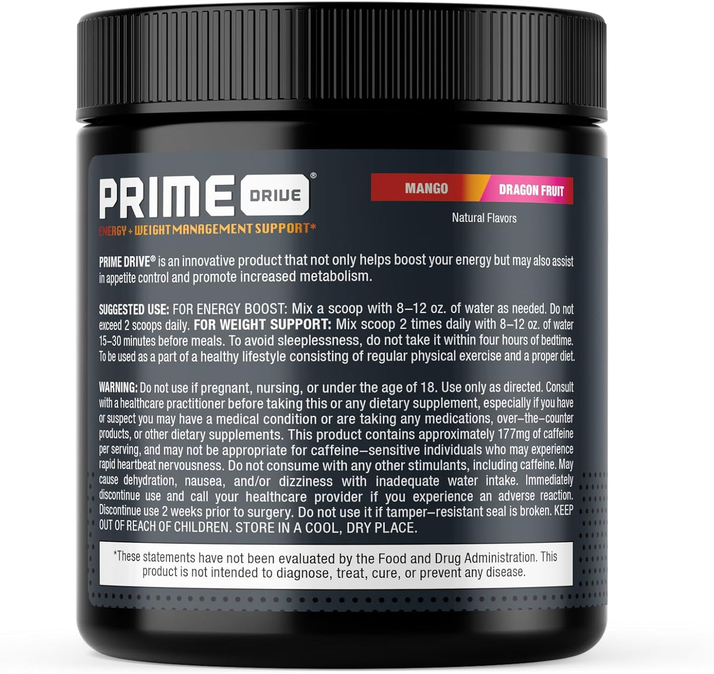 Prime Drive Energy Mango Dragonfruit Pre Workout Energy Drink Powder, Provides Extreme Energy, Focus and Intensity, Boosts Metabolism (30 Servings)…
