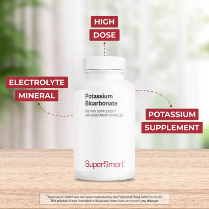 SuperSmart Potassium Bicarbonate (High Dose) - Electrolyte Mineral - pH Acid-Base Balance - Potassium Supplement | Non-GMO & Gluten Free - 120 Vegetarian Capsules