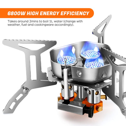 Odoland 6800W Windproof Camp Stove Camping Gas Stove with Fuel Canister Adapter