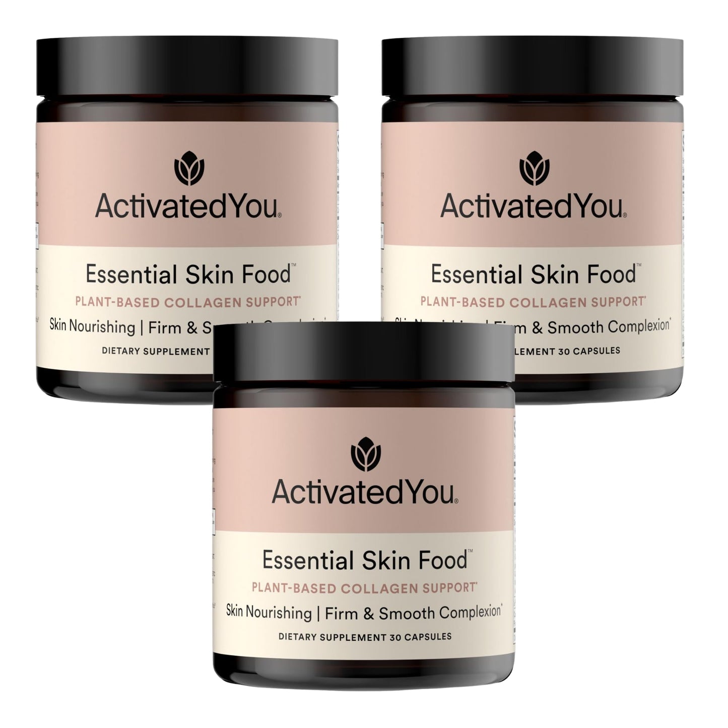 ACTIVATEDYOU Essential Skin Food, Advanced Skincare Collagen Elastin Support Supplement for Aging Skin, Helps Improve Appearance of Face Texture, Sagging w/Dermaval, Vitamin C (30 Count (Pack of 3))
