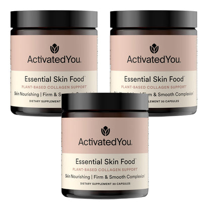 ACTIVATEDYOU Essential Skin Food, Advanced Skincare Collagen Elastin Support Supplement for Aging Skin, Helps Improve Appearance of Face Texture, Sagging w/Dermaval, Vitamin C (30 Count (Pack of 3))