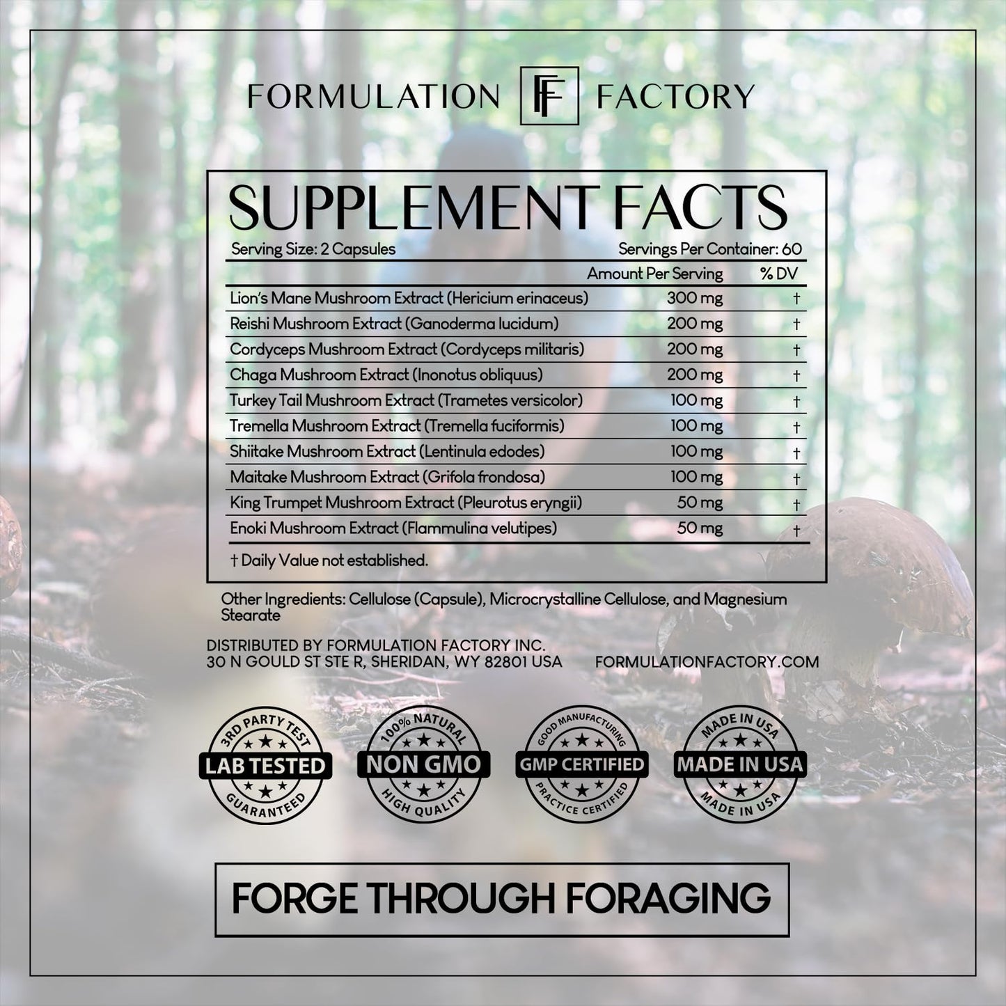 Formulation Factory Shroom Vroom 10-in-1 Mushroom Complex (2-Pack) with Lion's Mane, Reishi, Cordyceps, Chaga, Turkey Tail, Tremella, Maitake, Shiitake & More - 120 Capsules, 2 Month Supply