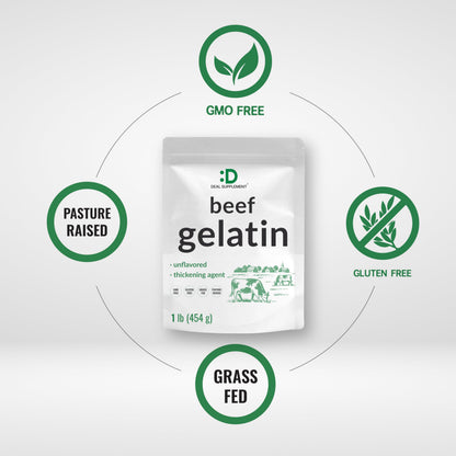Unflavored Beef Gelatin Powder, 1lb – Grass Fed & Pasture Raised Bovine – Natural Thickener & Stabilizer for Cooking & Baking – High Collagen Protein Source – Non-GMO, Keto Friendly