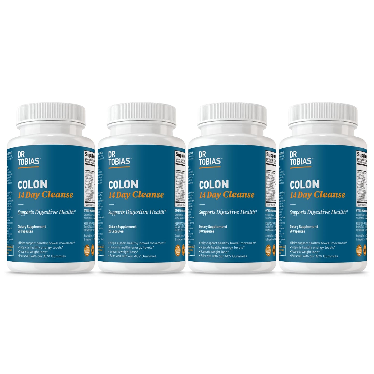 Dr. Tobias Colon 14 Day Cleanse | Supports Digestion & Gut Health | Colon Cleanse Detox | Constipation Relief & Gut Health Support for Women & Men | Psyllium + Senna + Probiotics | 28 Capsules