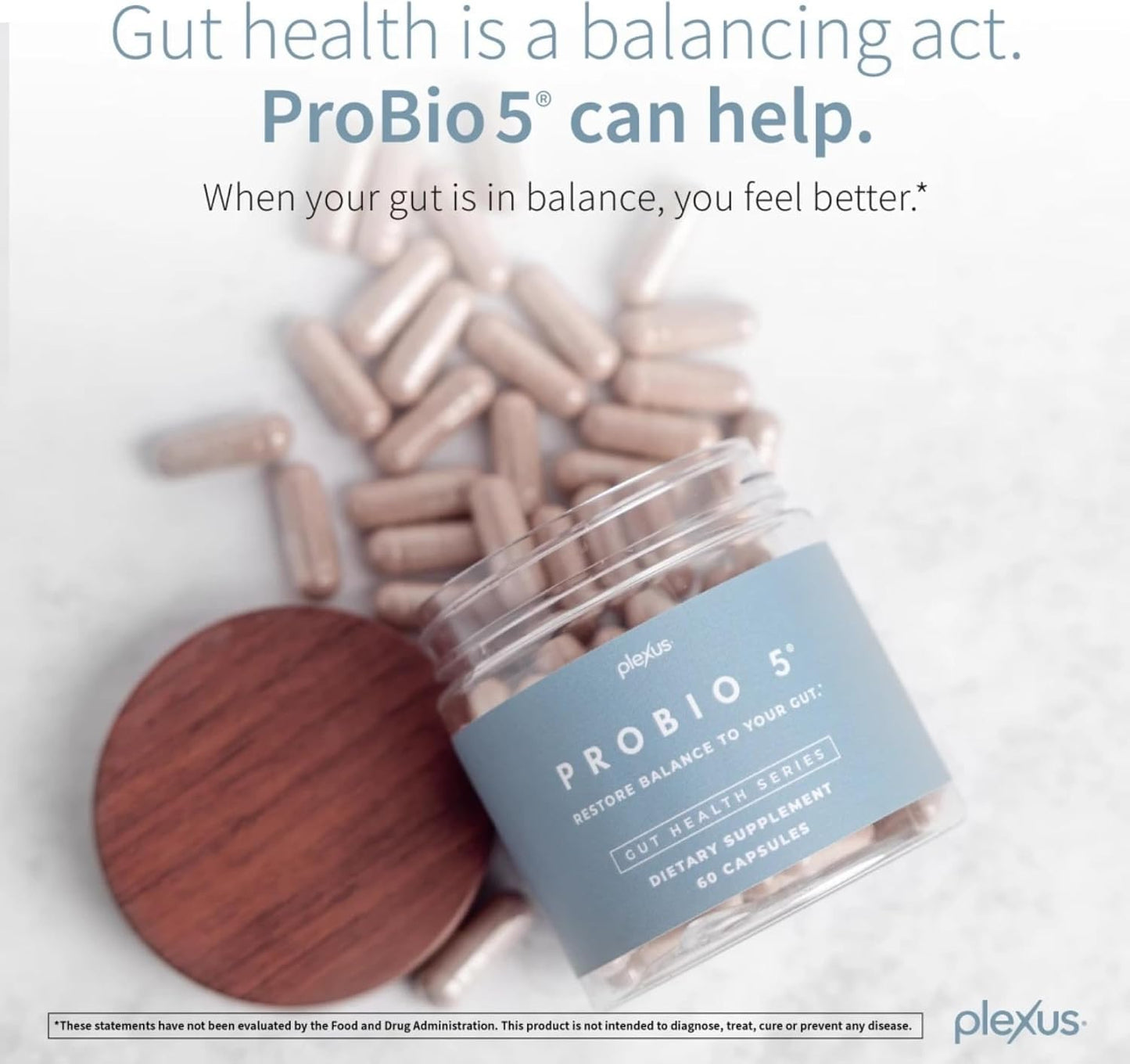 Plexus® ProBio 5®, 60 Capsules | 3 Billion CFU from 5 probiotic strains to support gut microbiome balance and healthy digestion