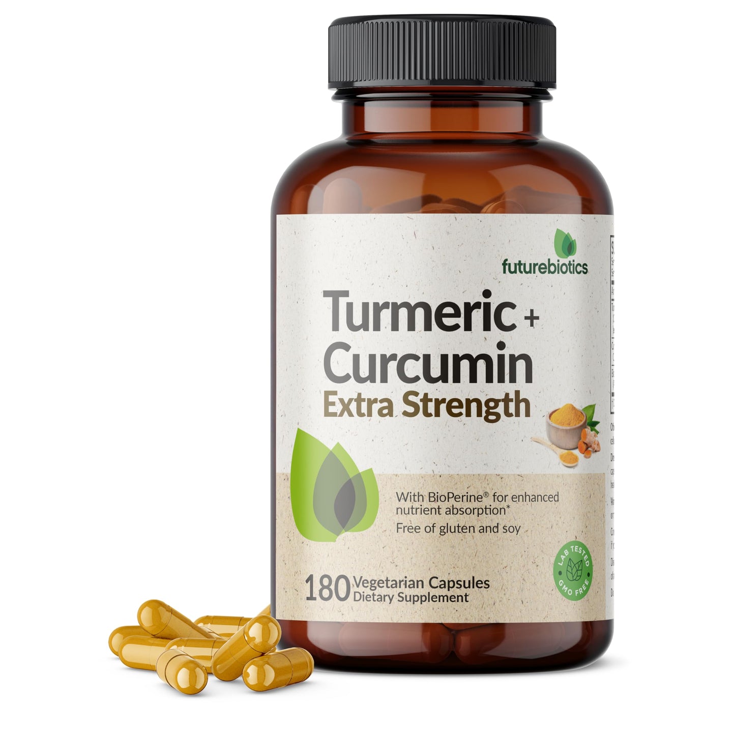 Futurebiotics Turmeric + Curcumin, Antioxidant, Joint & Digestion Support with BioPerine for Enhanced Nutrient Intake, Non-GMO, 90 Vegetarian Capsules