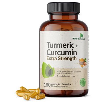 Futurebiotics Turmeric + Curcumin, Antioxidant, Joint & Digestion Support with BioPerine for Enhanced Nutrient Intake, Non-GMO, 90 Vegetarian Capsules
