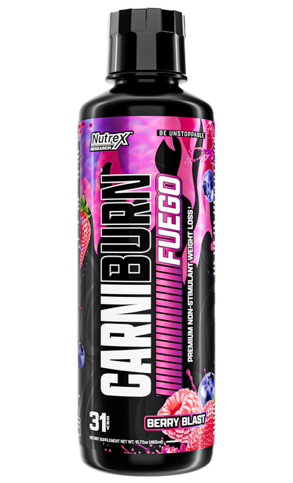 Nutrex Research Carniburn Liquid L Carnitine 3000mg – Thermogenic Liquid Fat Burner for Men & Women with MitoBurn, InnoSlim, GBBGO - Stimulant Free Metabolism Booster - Strawberry Watermelon 31 SV