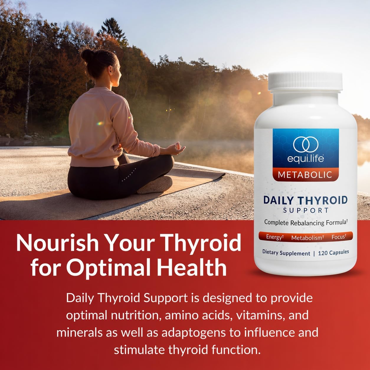 Equilife Daily Thyroid Support Supplement for Women and Men, 120 Capsules | Aids Healthy Thyroid Function | Assists T4 to T3 Conversion | Supports Healthy Stress Response | Antioxidants & Adaptogens