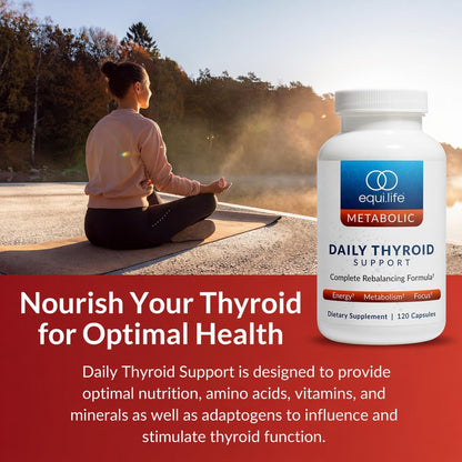 Equilife Daily Thyroid Support Supplement for Women and Men, 120 Capsules | Aids Healthy Thyroid Function | Assists T4 to T3 Conversion | Supports Healthy Stress Response | Antioxidants & Adaptogens