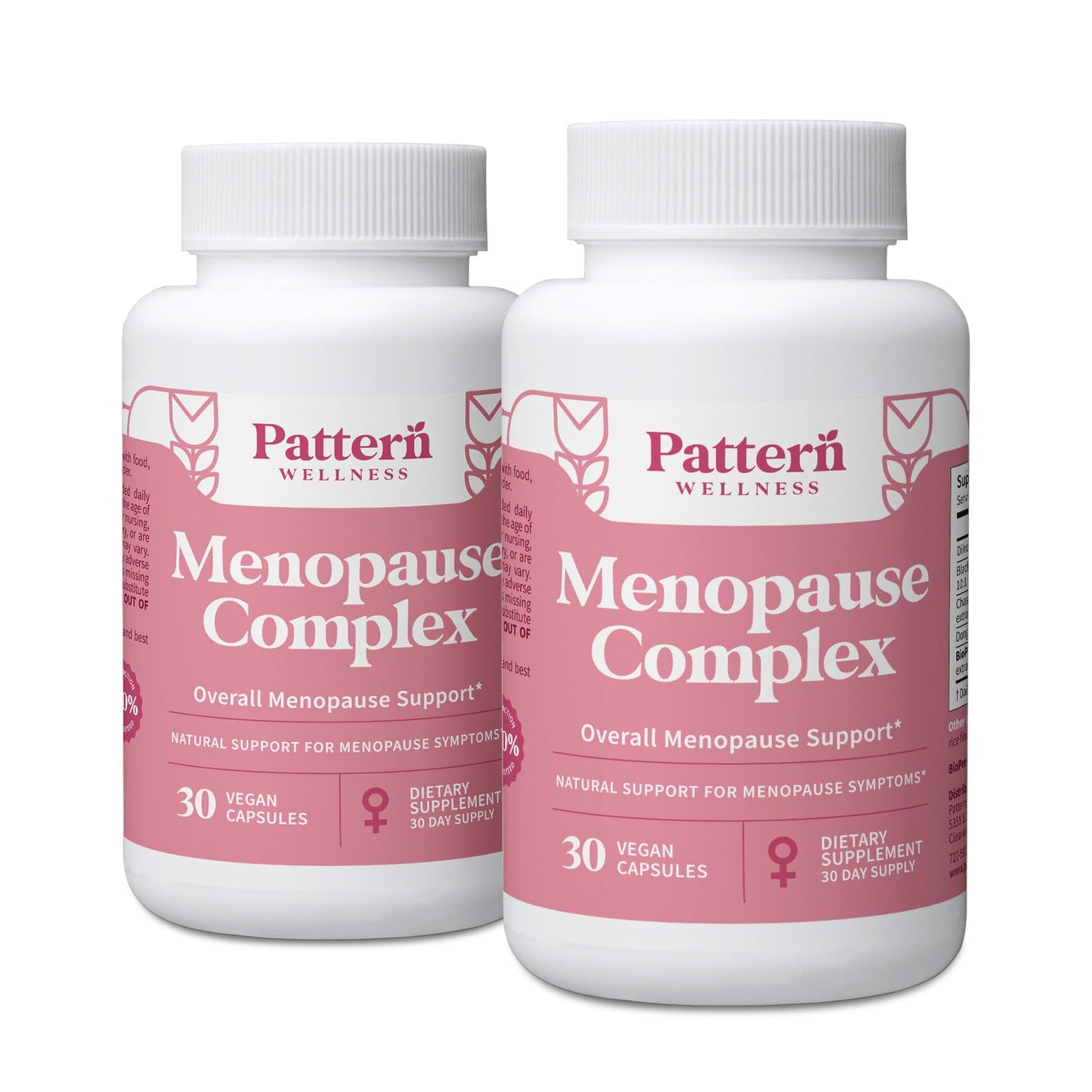 Pattern Wellness Menopause Complex – Herbal Supplement for Women’s Wellness & Hormone Health Support – with Black Cohosh, DIM & Bioperine® – 30 Vegan Capsules, 3rd Party Tested