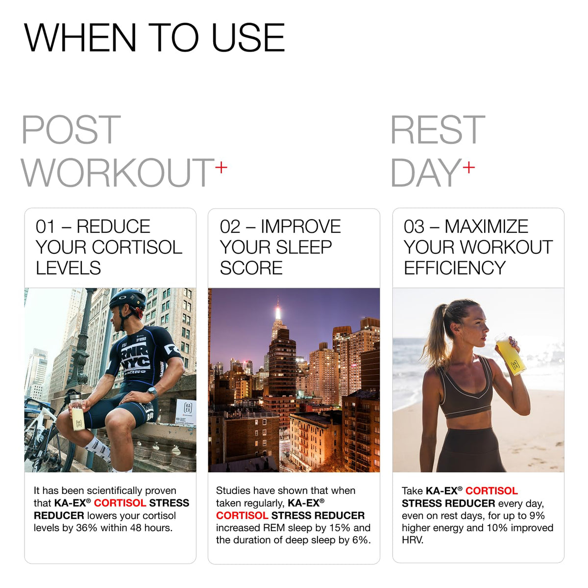 KA EX Cortisol Stress Reducer+ Powder, Post-Workout Recovery (3 Pack)