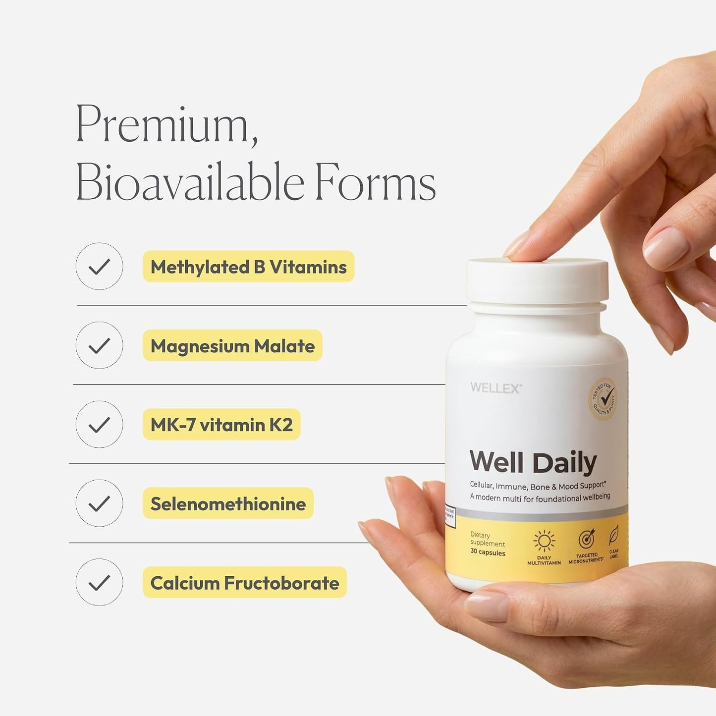 Wellex Well Daily – Modern Multivitamin – Bioavailable Nutrients for Immune, Cellular & Bone Health Support