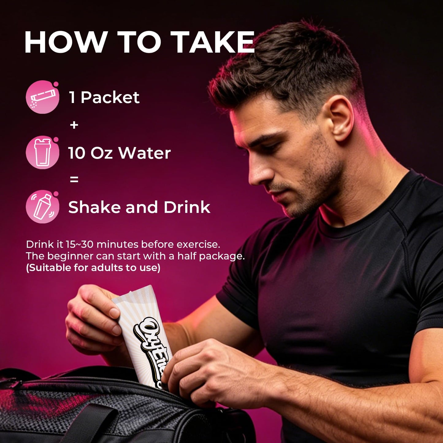 OxyEnergy Stim-Free Pre Workout Powder for Men & Women - 30 Stick Packs, 130mg Low Caffeine Energy & Focus with Beta Alanine, L-Citrulline, Creatine & Taurine - Orange, Sugar Free