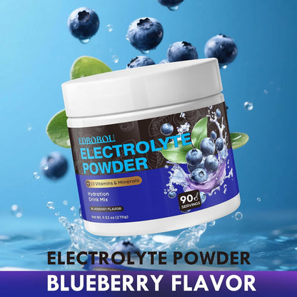 Sugar Free Blueberry Electrolyte Powder Hydration Drink Mix Keto Friendly, Vegan, Non-GMO Fast Hydration with Potassium, Magnesium, Sodium Gluten Free, No Artificial Additives, 90 Servings