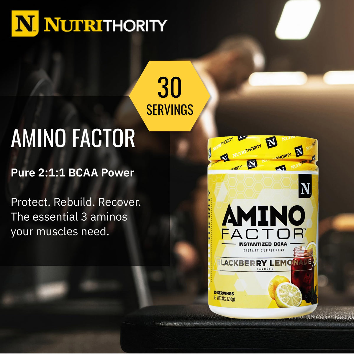 Nutrithority - BCAA Powder, Amino Factor (Gushing Gummy)