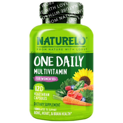NATURELO One Daily Multivitamin for Women 50+ (Iron Free) - Menopause Support for Women Over 50 - Whole Food Supplement - Non-GMO - No Soy - 60 Capsules - 2 Month Supply