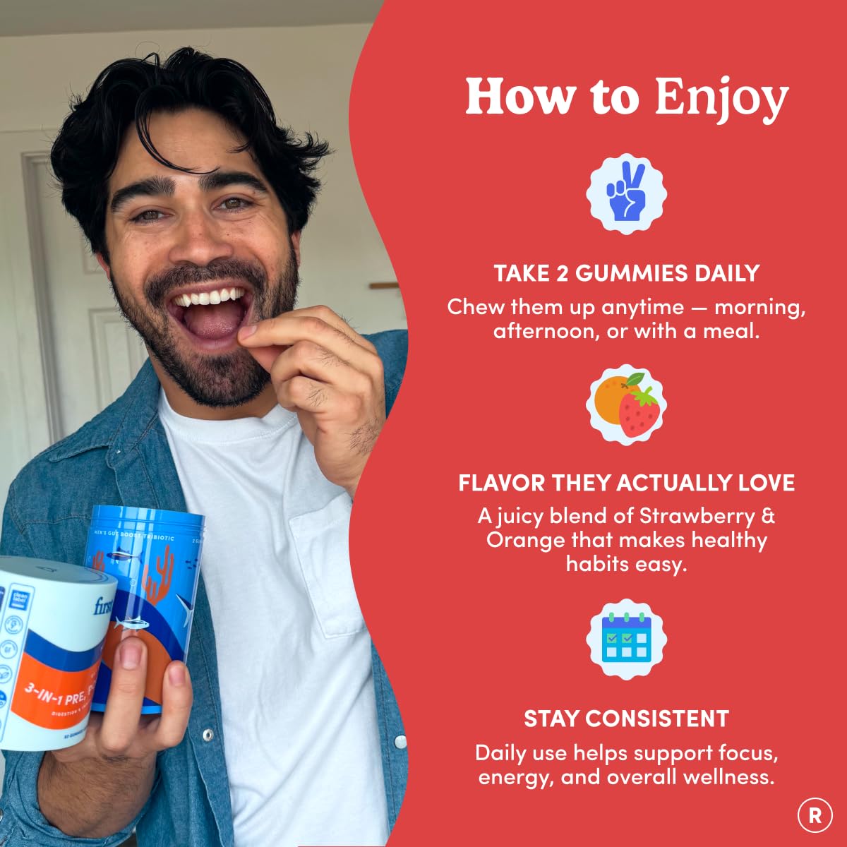 FIRST DAY Probiotic for Teens Ages 13-18, 3-in-1 Gummies, 60ct