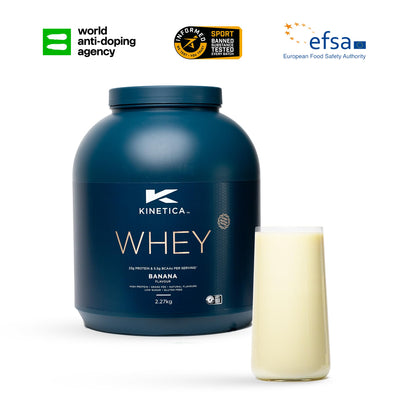 Kinetica Banana Whey Protein Powder | 2.27kg | 23g Protein per Serving | 76 Servings